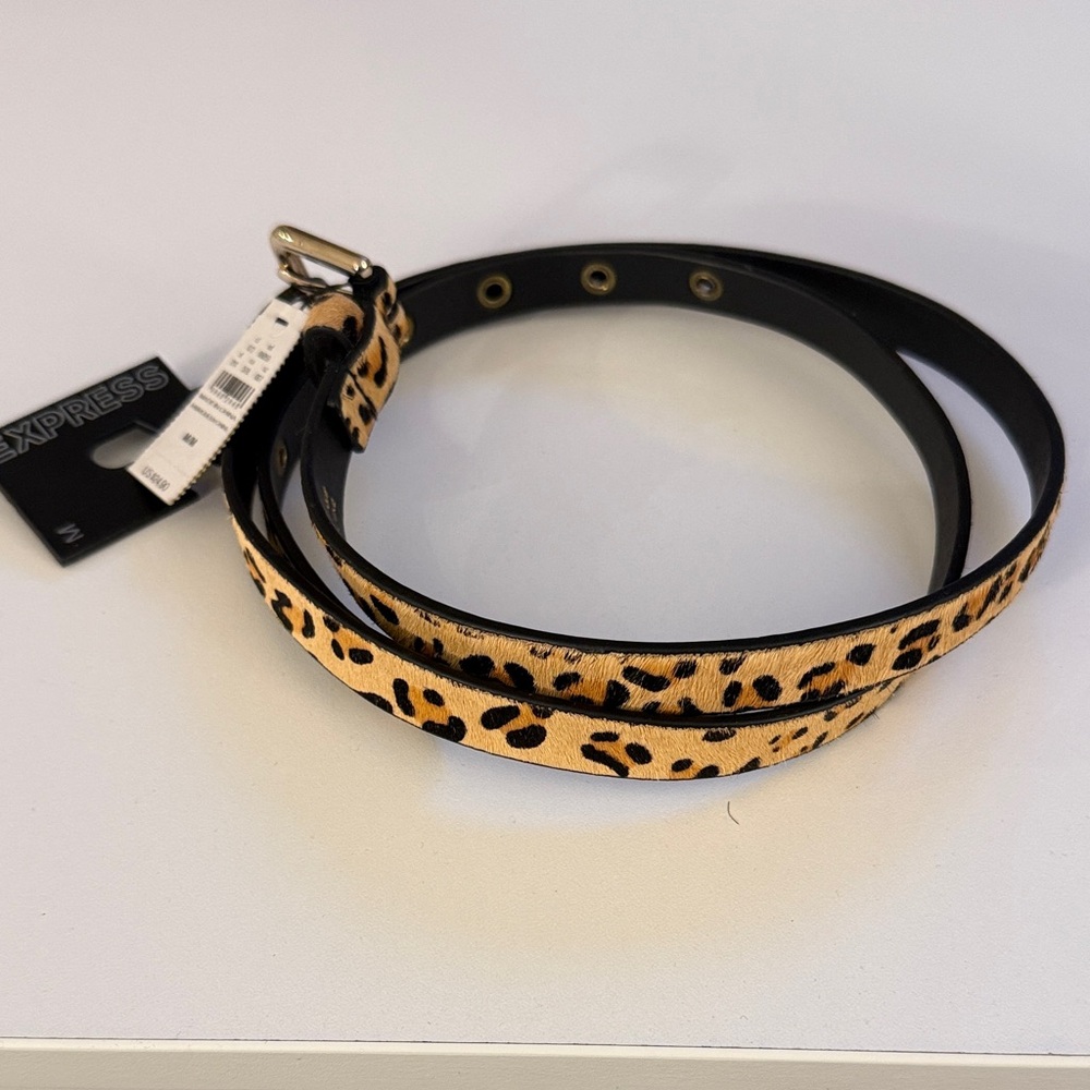 Express Animal Print Belt - Black and Tan